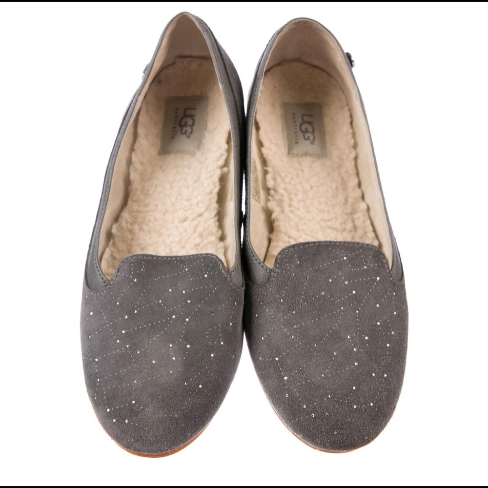 UGG Suede Crystal Embellishments Loafers